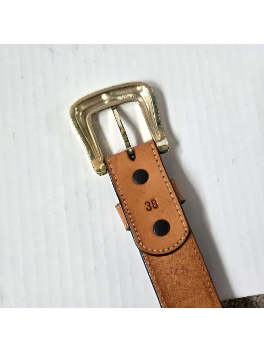 Nocona Belt Mens 38 Brown Tooled Leather Embroidered Inlay Western Cowboy Rodeo